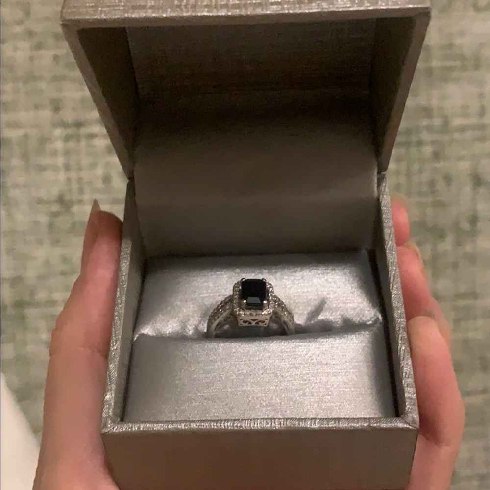 Vintage Style Sapphire Diamond 10K Gold Ring